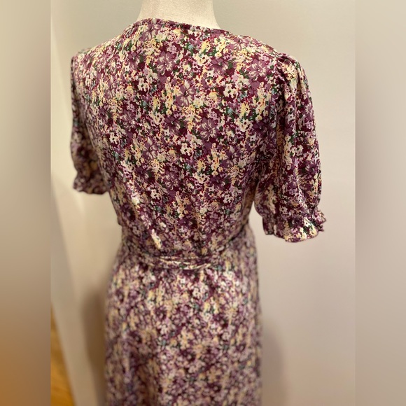 SHEIN, Sz Large, Purple, Floral Print Wrap Tie Side Dress - Picture 6 of 12